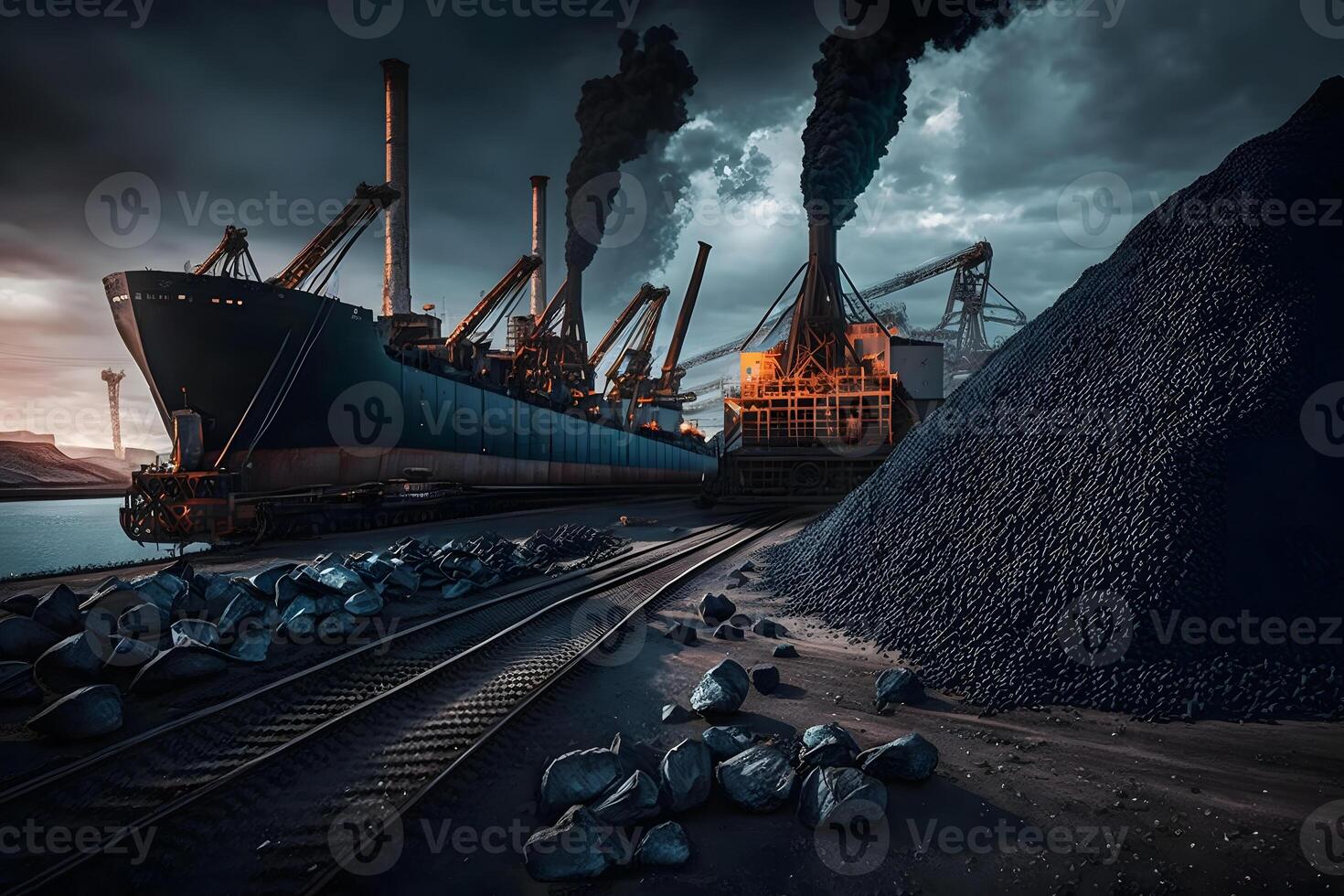 Mining and transportation of coal. Neural network photo