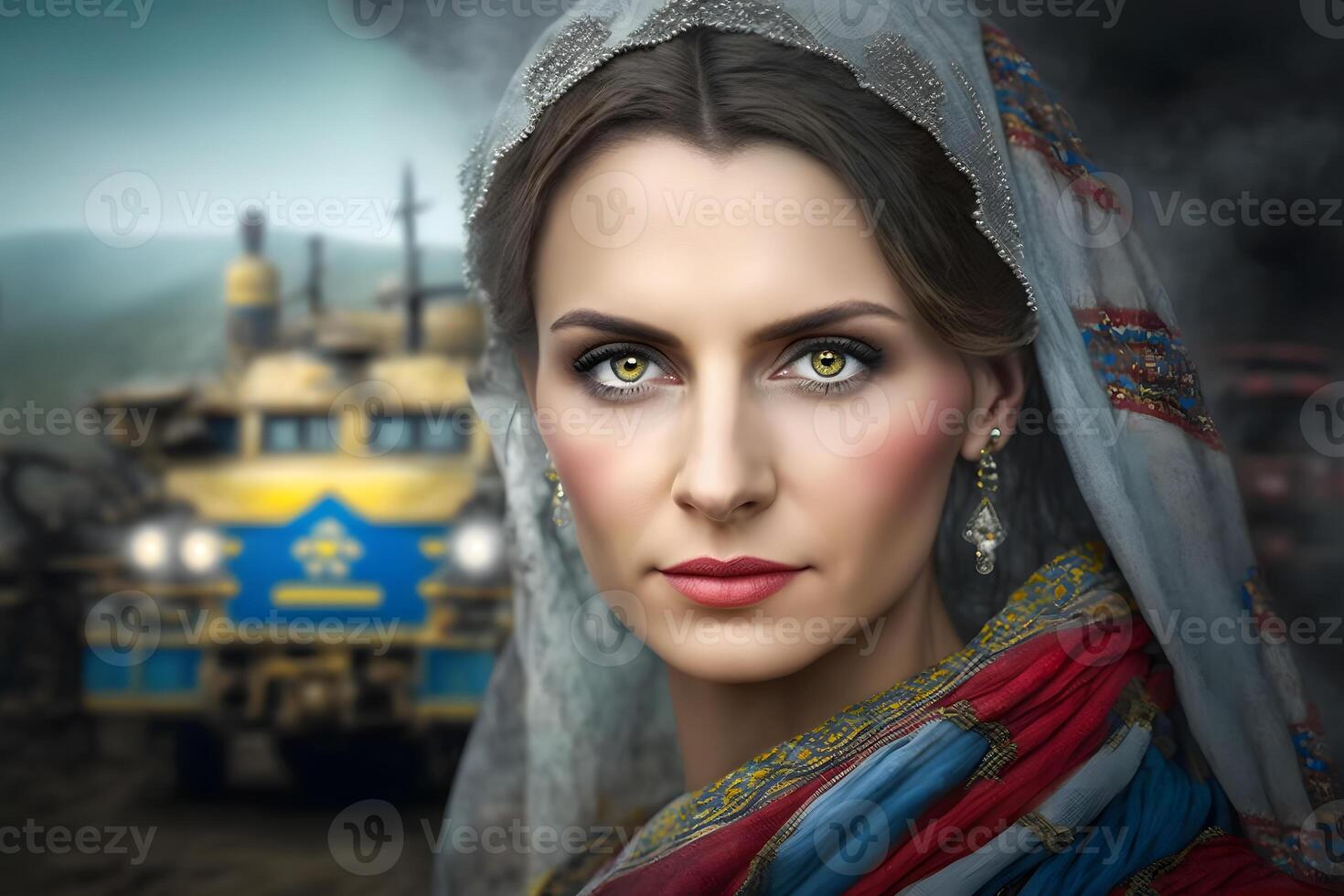retrato de un ucranio mujer. neural red ai generado foto