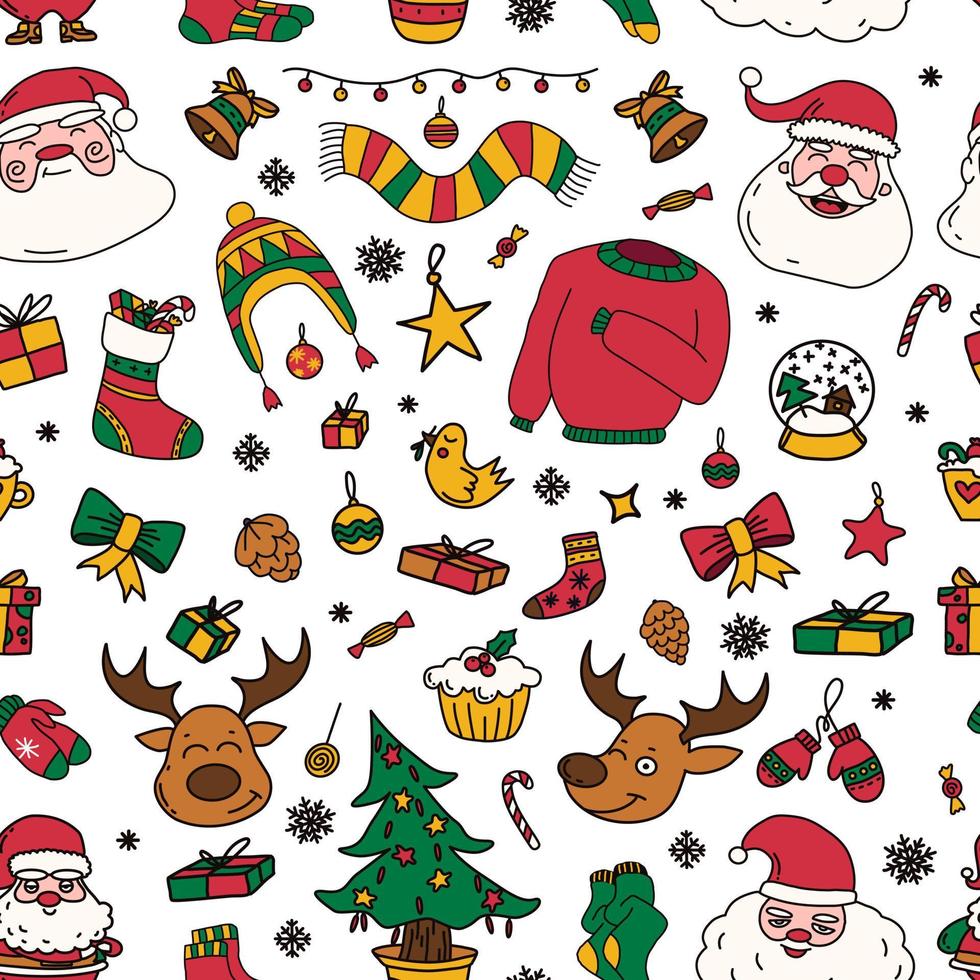 new year drawings icons, large set of festive clip-art graphics. Christmas design elements. vector