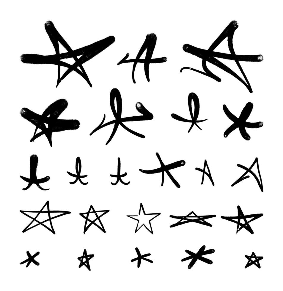 Graffiti stars. Icon set spray tag style vector