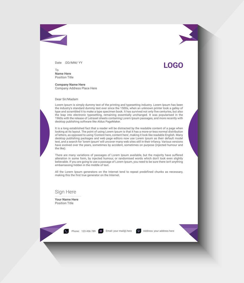 creative letterhead design template vector