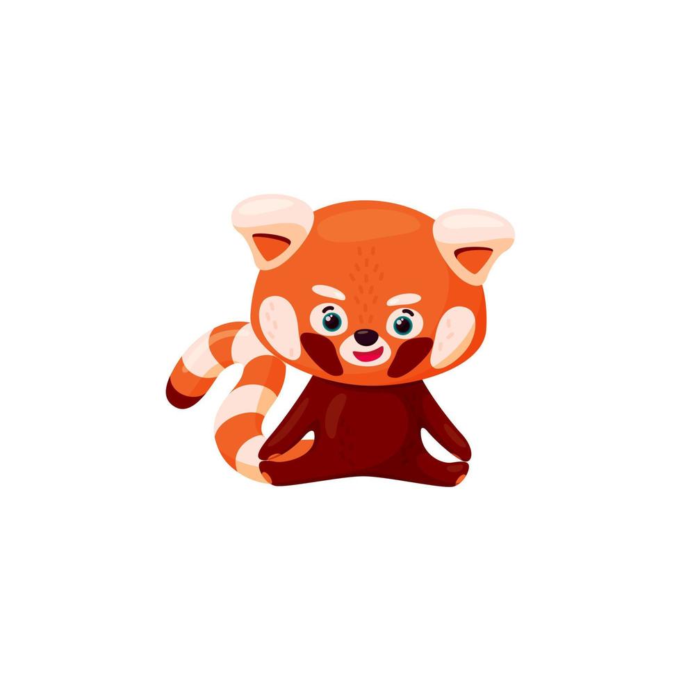 Red panda doing split. Cute baby red panda stretching out isolated in white background. Vector illustration