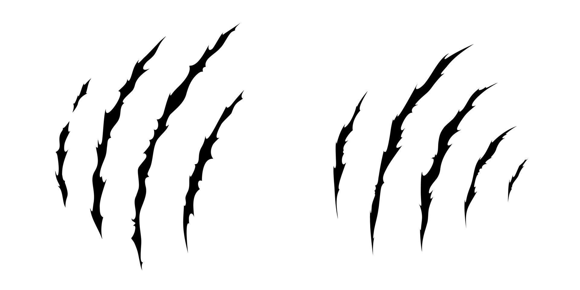 Claw scratches of wild animal. Set with cat scratches marks isolated in white background. Vector illustration