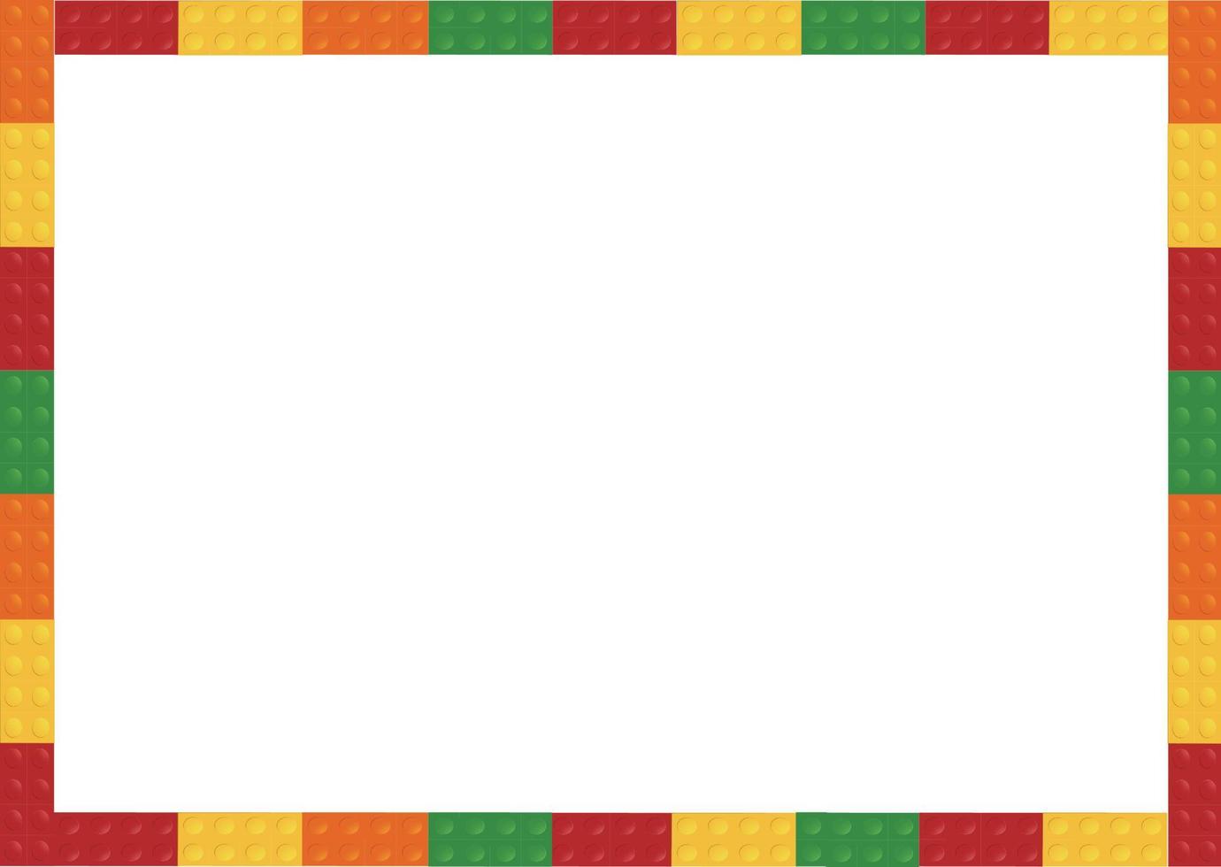 Banner vector toy with colorful block bricks. Template of plastic parts for text. Vector