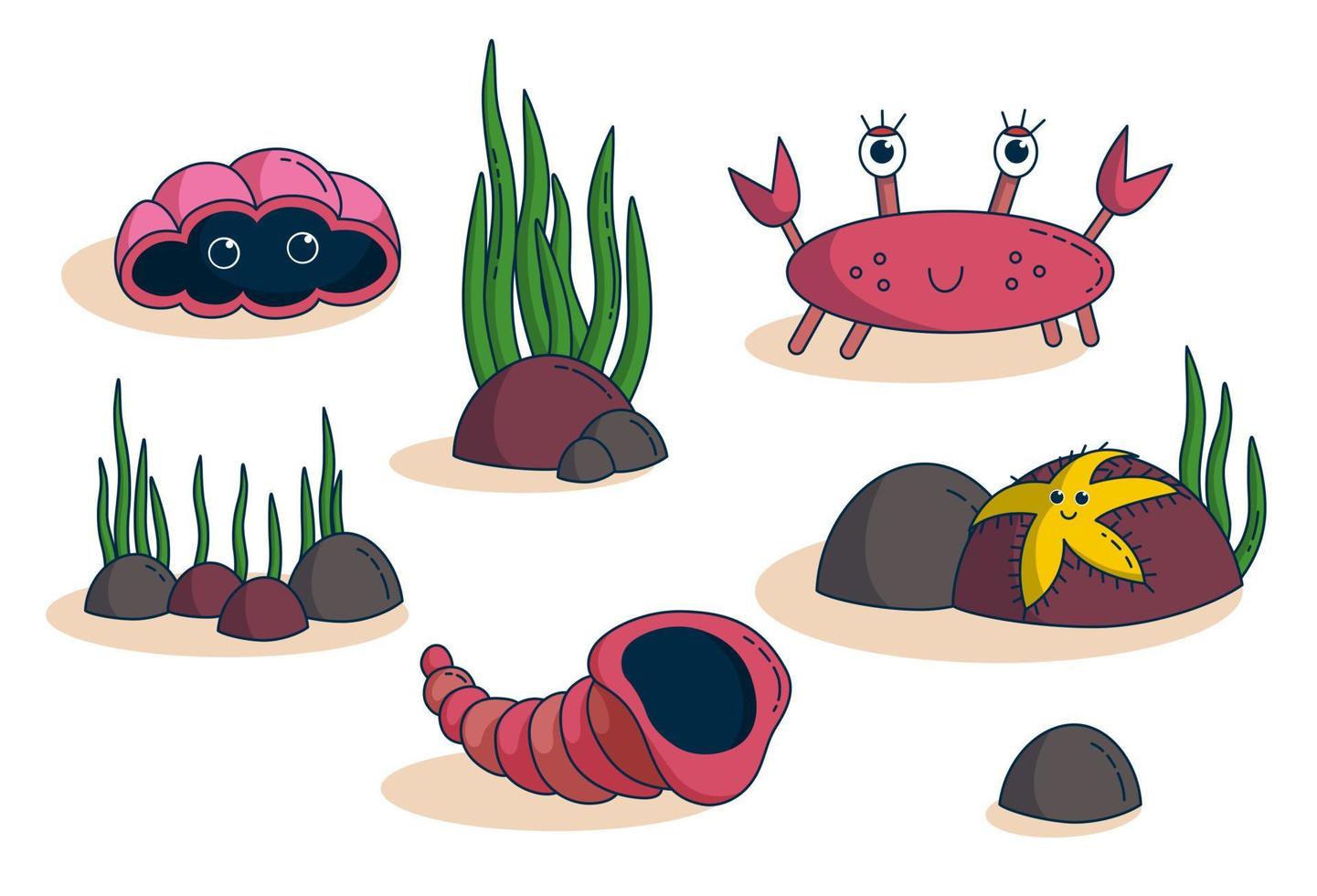 Seaside animals. Vector illustration