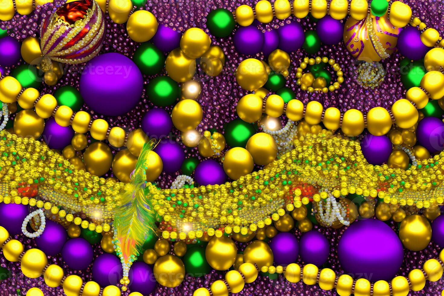 Mardi Gras Masks and Mardi Gras Beads Background. Neural network photo