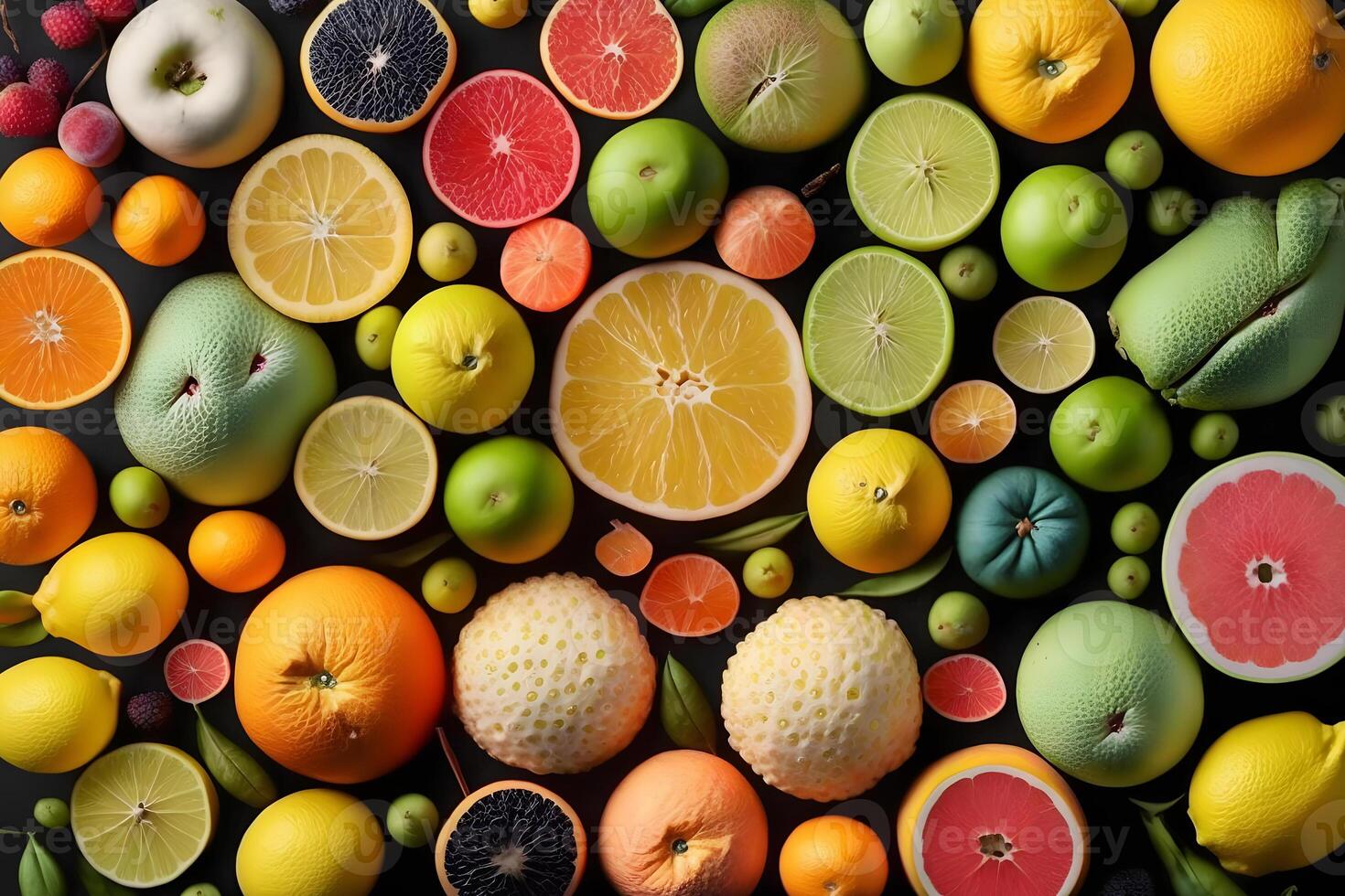 Fruit colorful background. Neural network photo