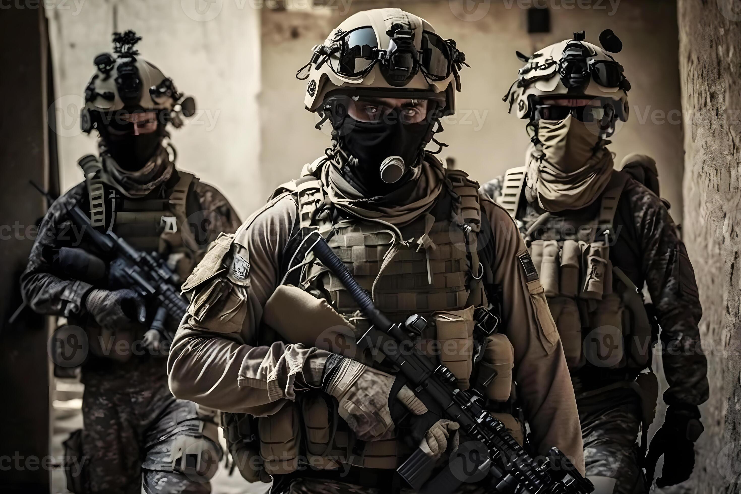 US Army Special Forces Group soldier. Neural network 23135960 Stock