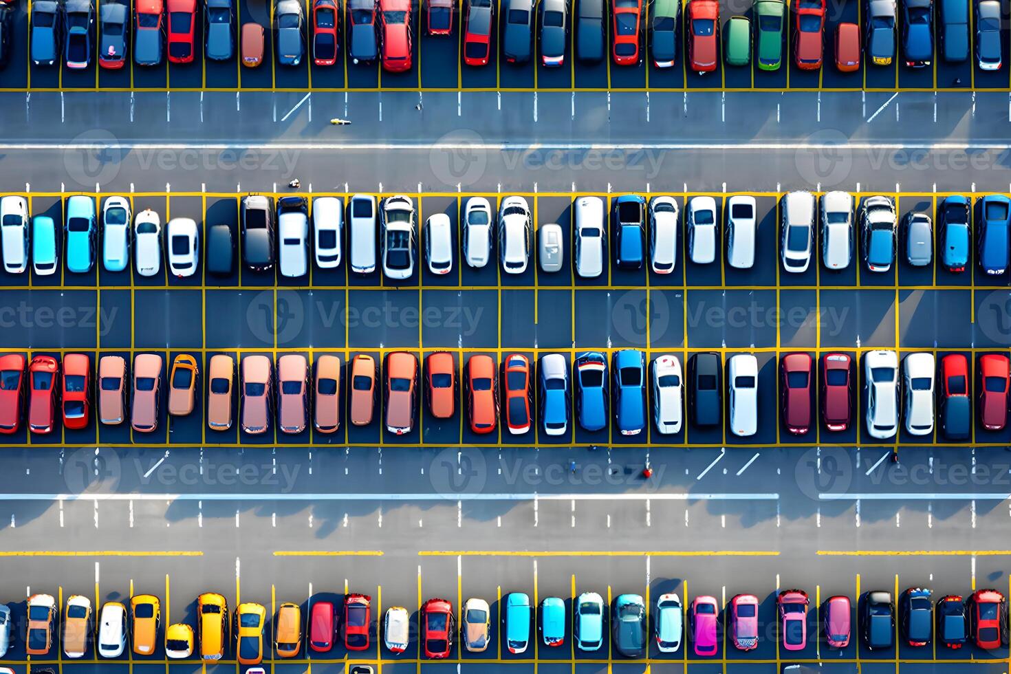 parks filled with cars, top view. Neural network photo