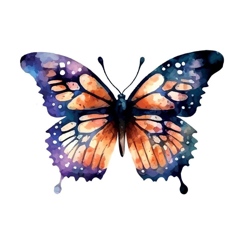 blue purple butterfly watercolor isolated on a white background vector
