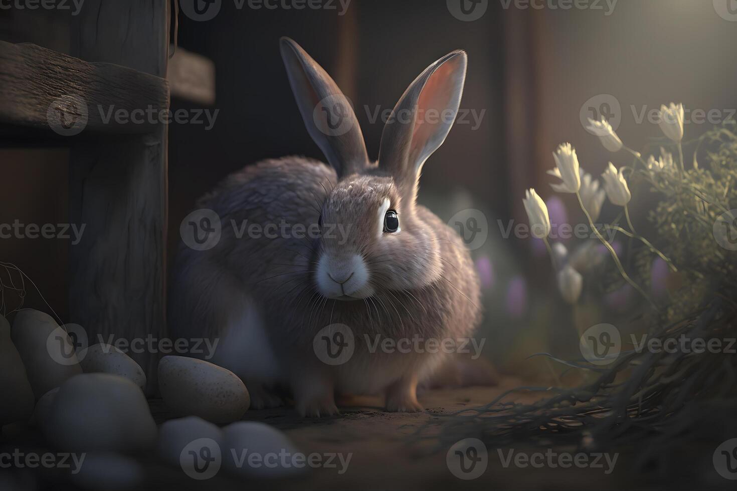 Cute brown hare, lepus europaeus, jumping closer on grass in spring nature. Young brown rabbit coming forward in green wilderness. Neural network photo