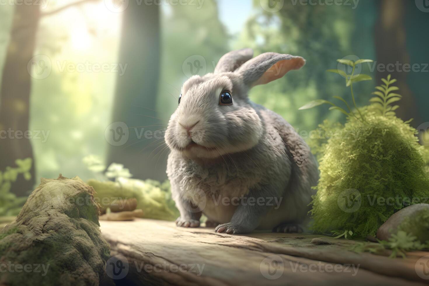 Cute brown hare, lepus europaeus, jumping closer on grass in spring nature. Young brown rabbit coming forward in green wilderness. Neural network photo