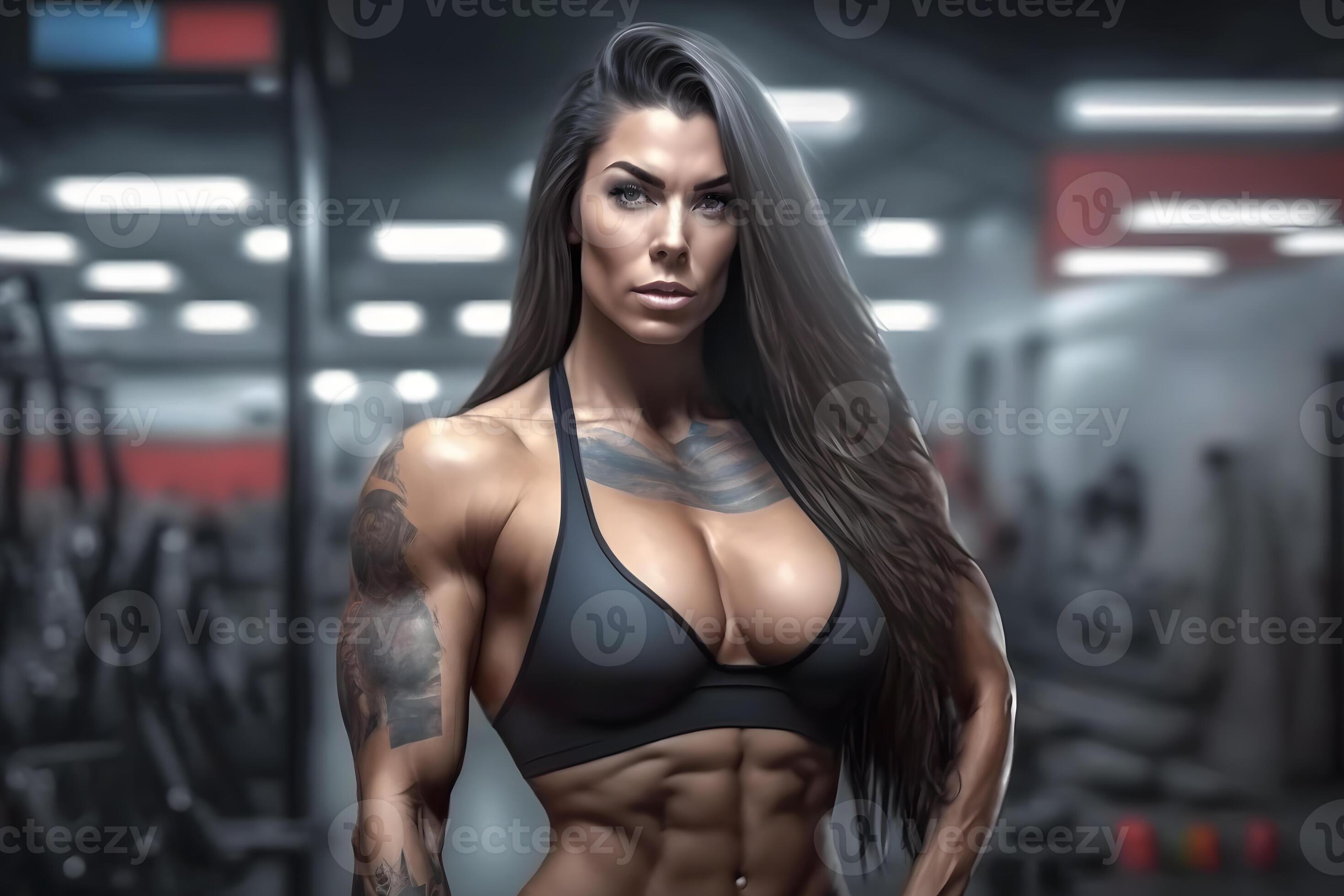 Fitness woman in training at the gym interior. Neural network AI generated  Neural network AI generated 23136346 Stock Photo at Vecteezy