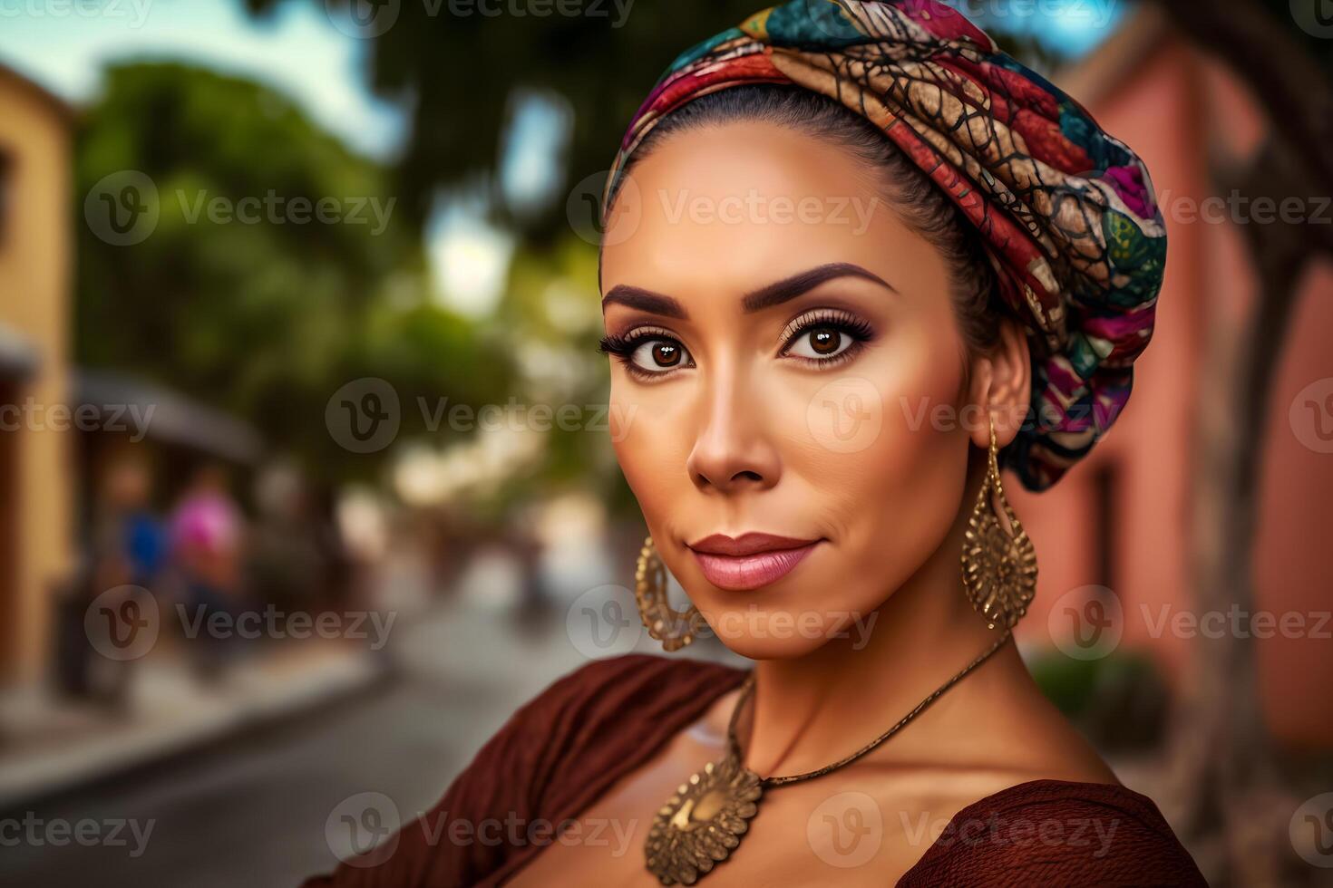 Portrait of a Hispanic woman. Neural network photo