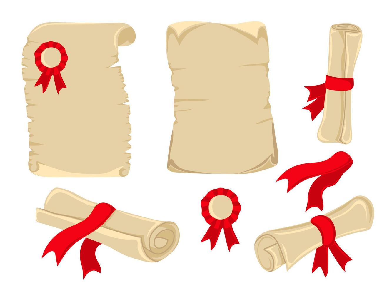 conjunto de antiguo papel o pergamino pergaminos, certificados o diplomas vector