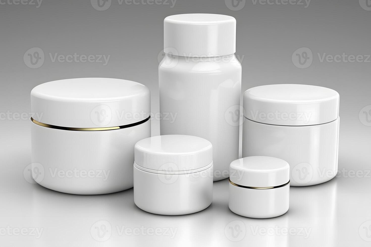 Mockup for cosmetics. White containers for cream. Neural network photo