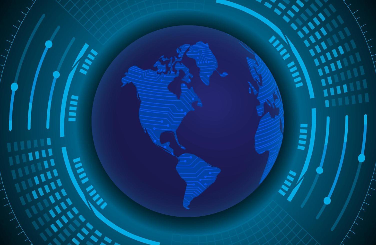 Modern Holographic Globe on Technology Background vector