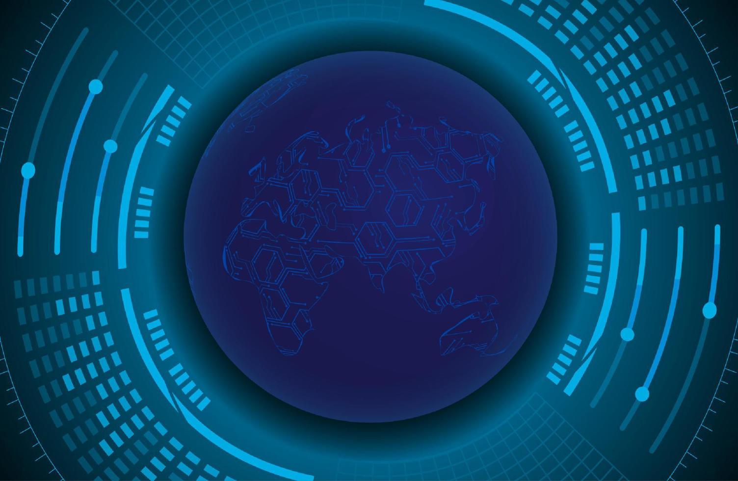 Modern Holographic Globe on Technology Background vector