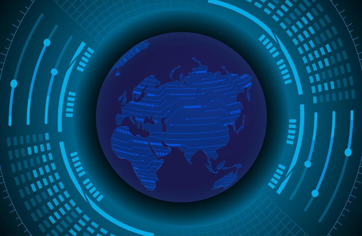 Modern World Map Holograph on Technology Background vector