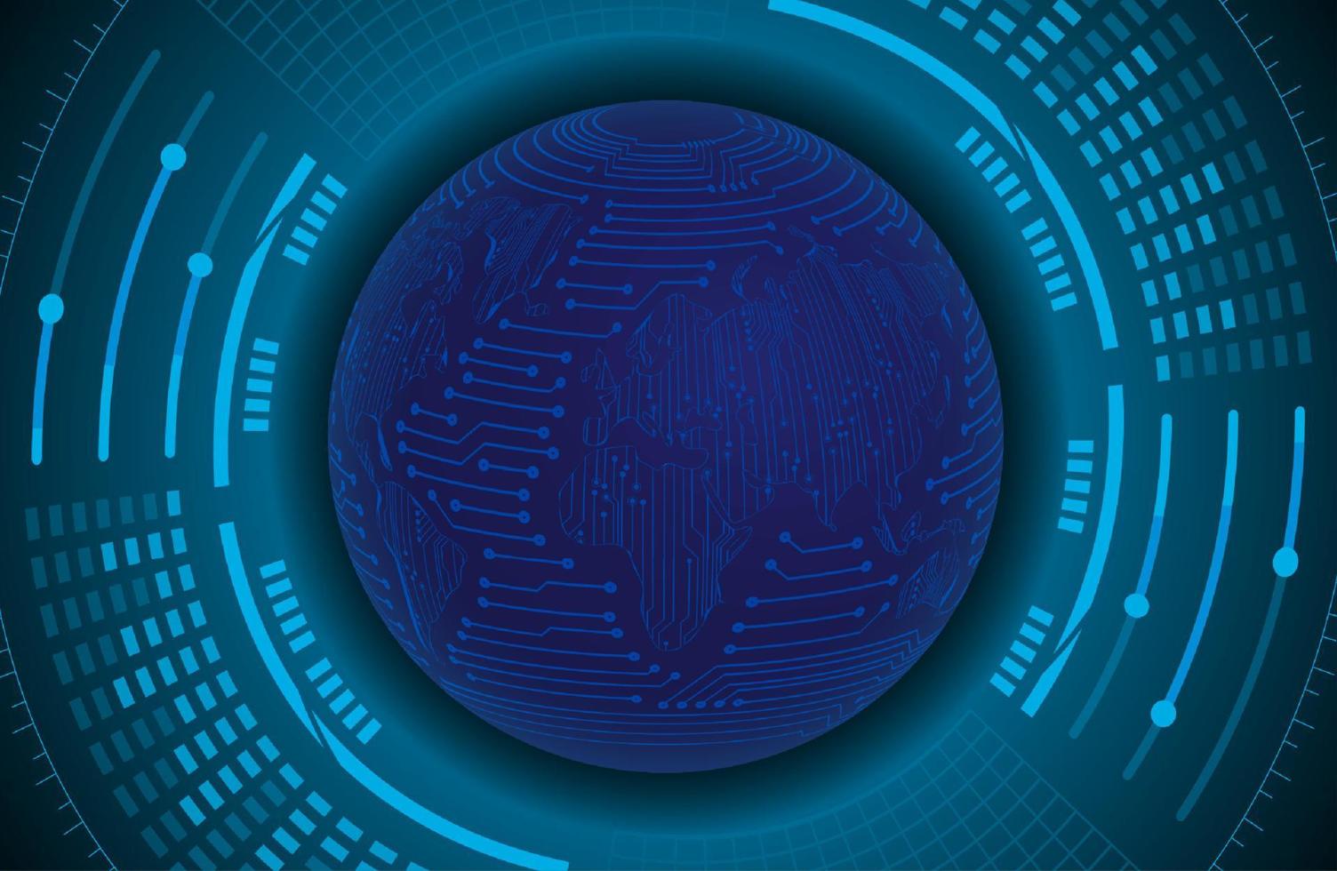 Modern Holographic Globe on Technology Background vector