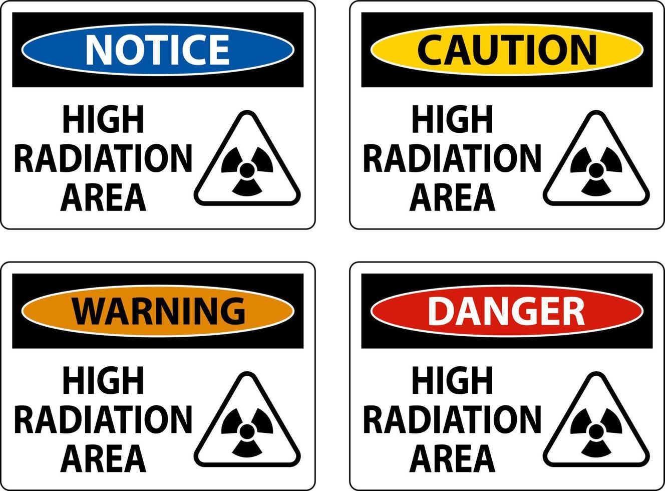 Caution High Radiation Area Sign On White Background vector