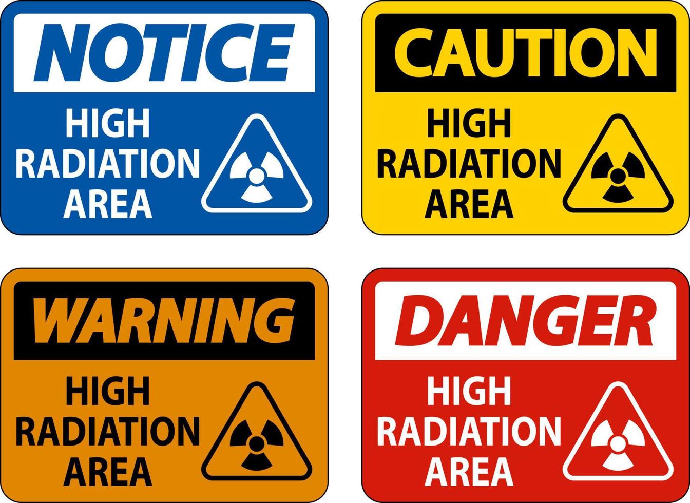 Caution High Radiation Area Sign On White Background vector