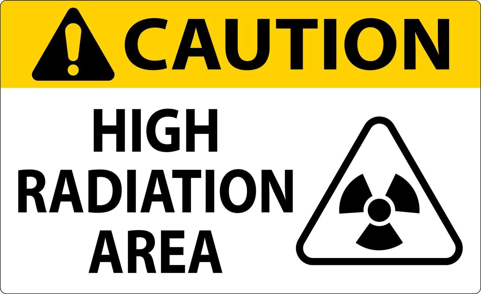 precaución señal de área de alta radiación sobre fondo blanco vector