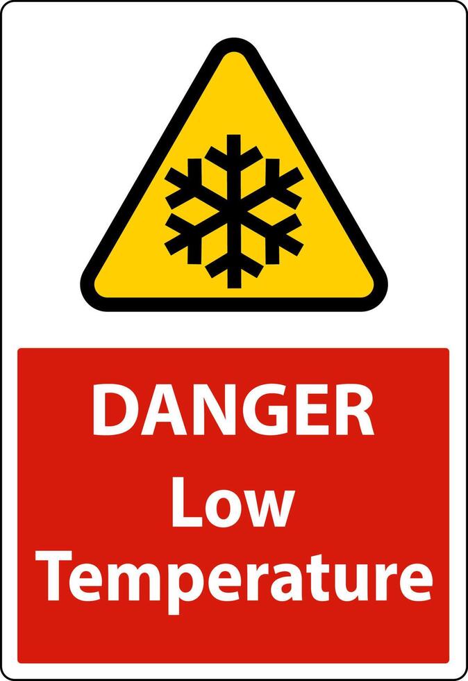 Danger Low temperature symbol and text safety sign. vector