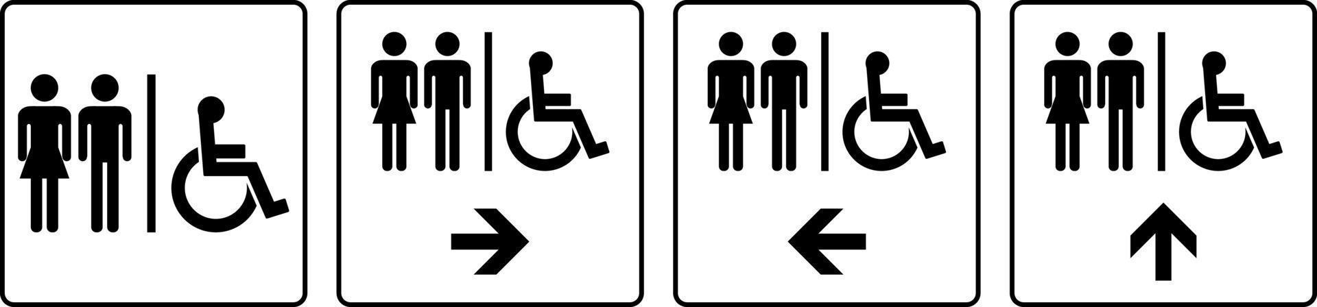 unisexo y discapacitado símbolo baño puerta firmar vector