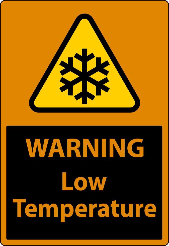 Warning Low temperature symbol and text safety sign. vector