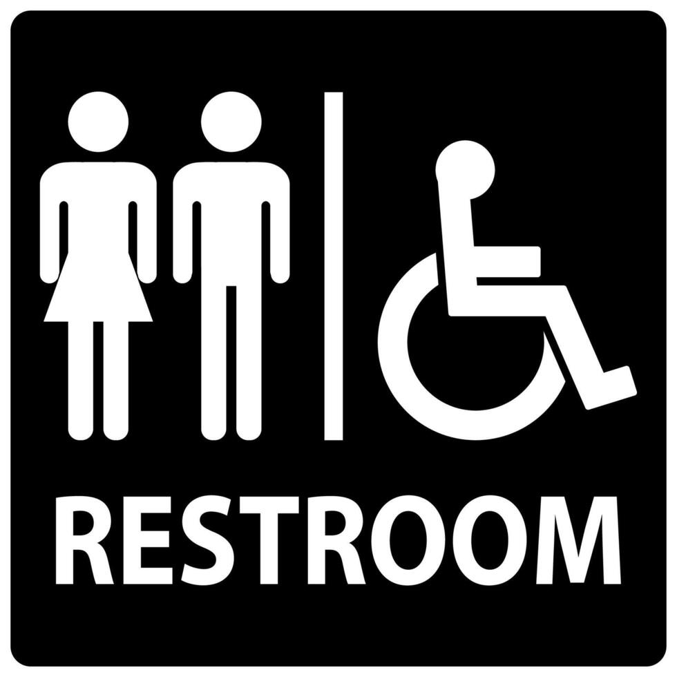 Unisex And Disabled Toilet Door Sign,Handicap Restroom Symbol vector