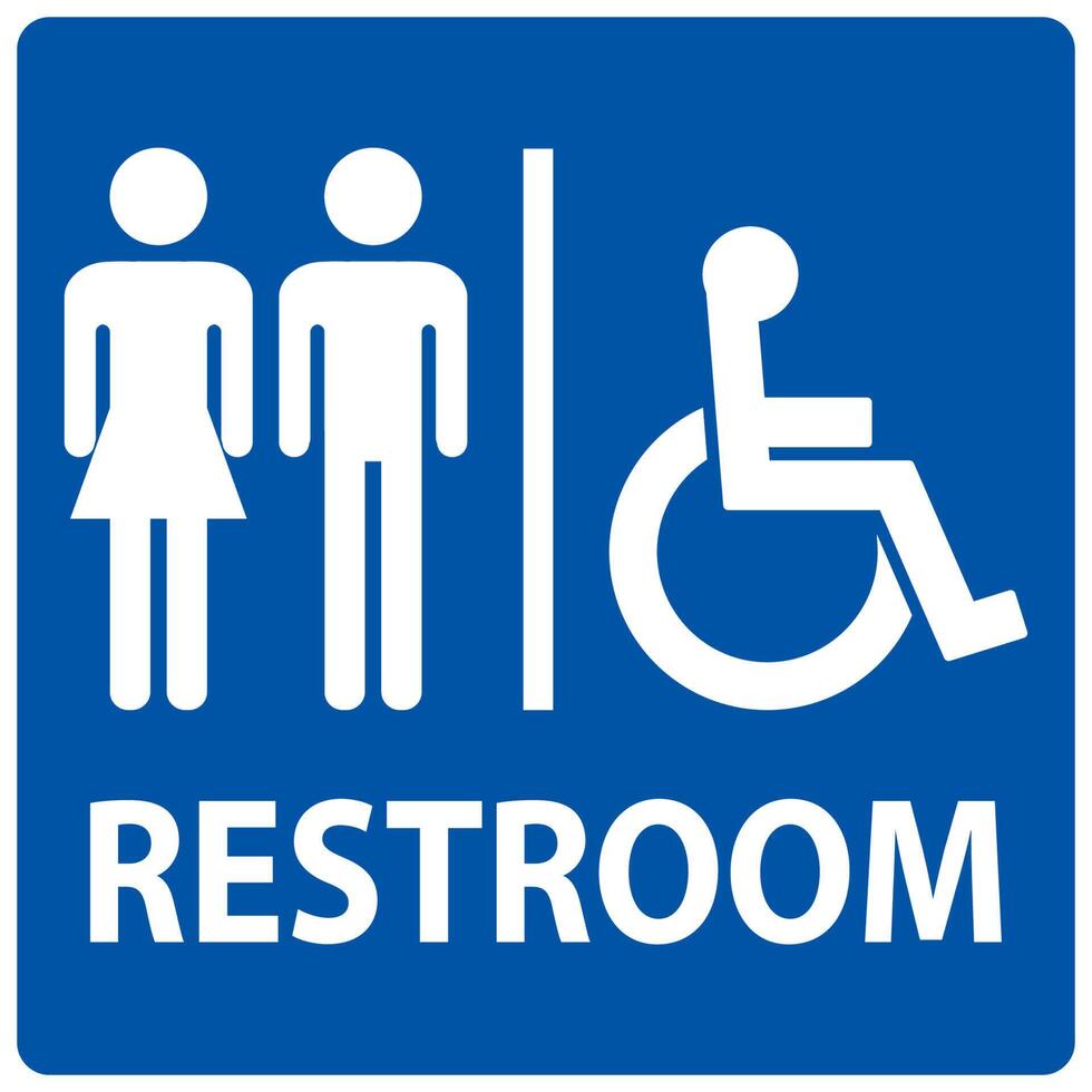 Unisex And Disabled Toilet Door Sign,Handicap Restroom Symbol vector