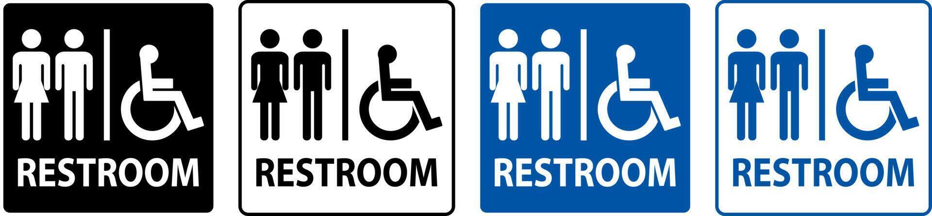 Unisex And Disabled Toilet Door Sign,Handicap Restroom Symbol vector