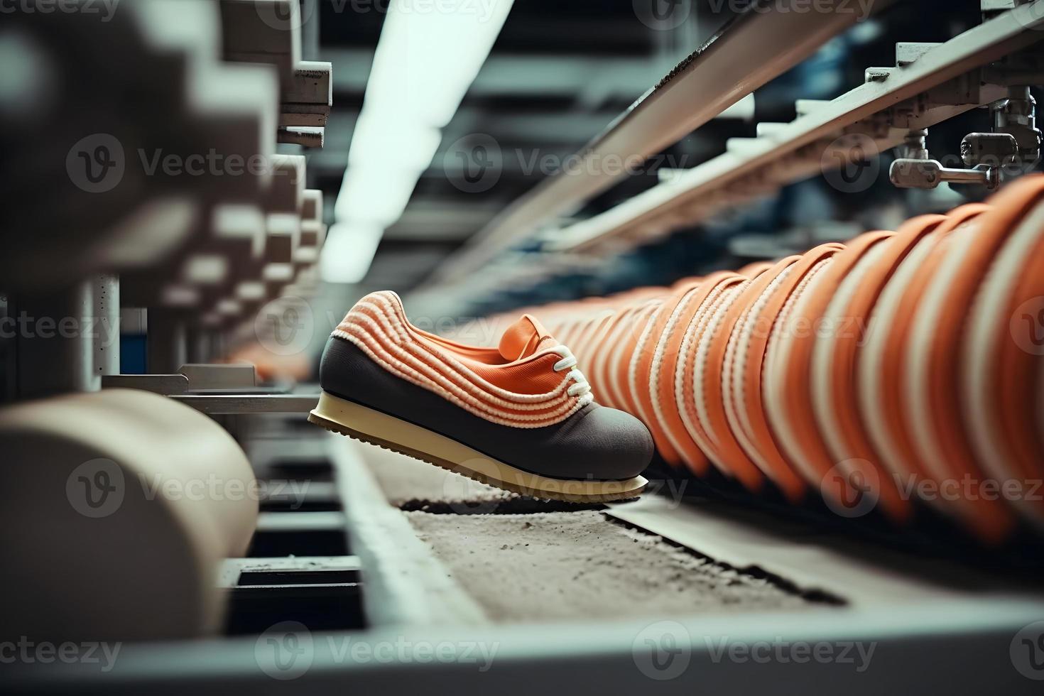 Machines and equipment of the shoe factory, modern footwear production