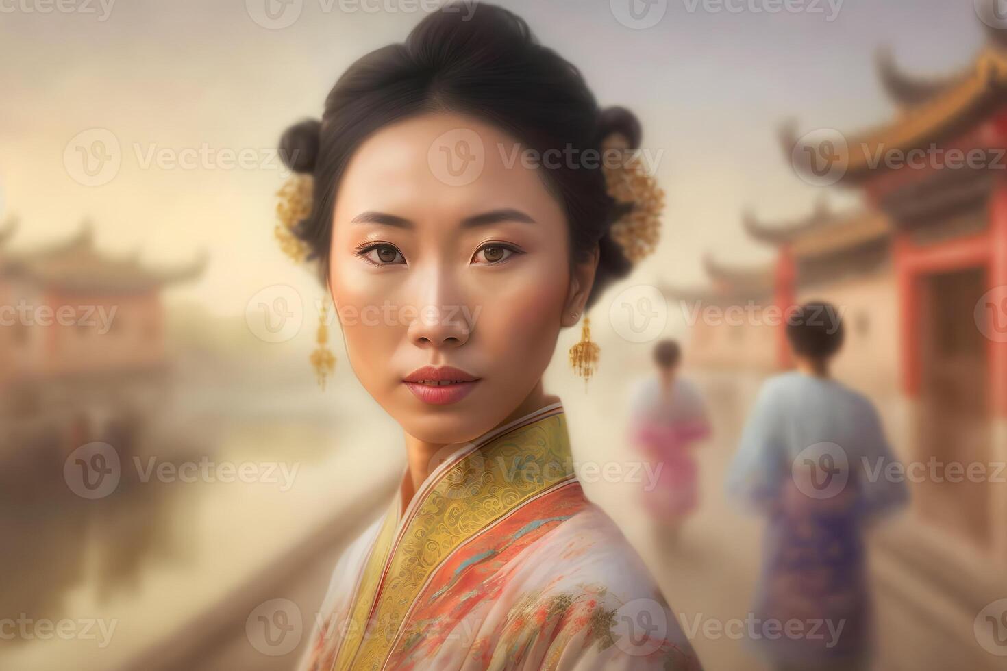 Beautiful Asian chinese woman portrait. Neural network photo