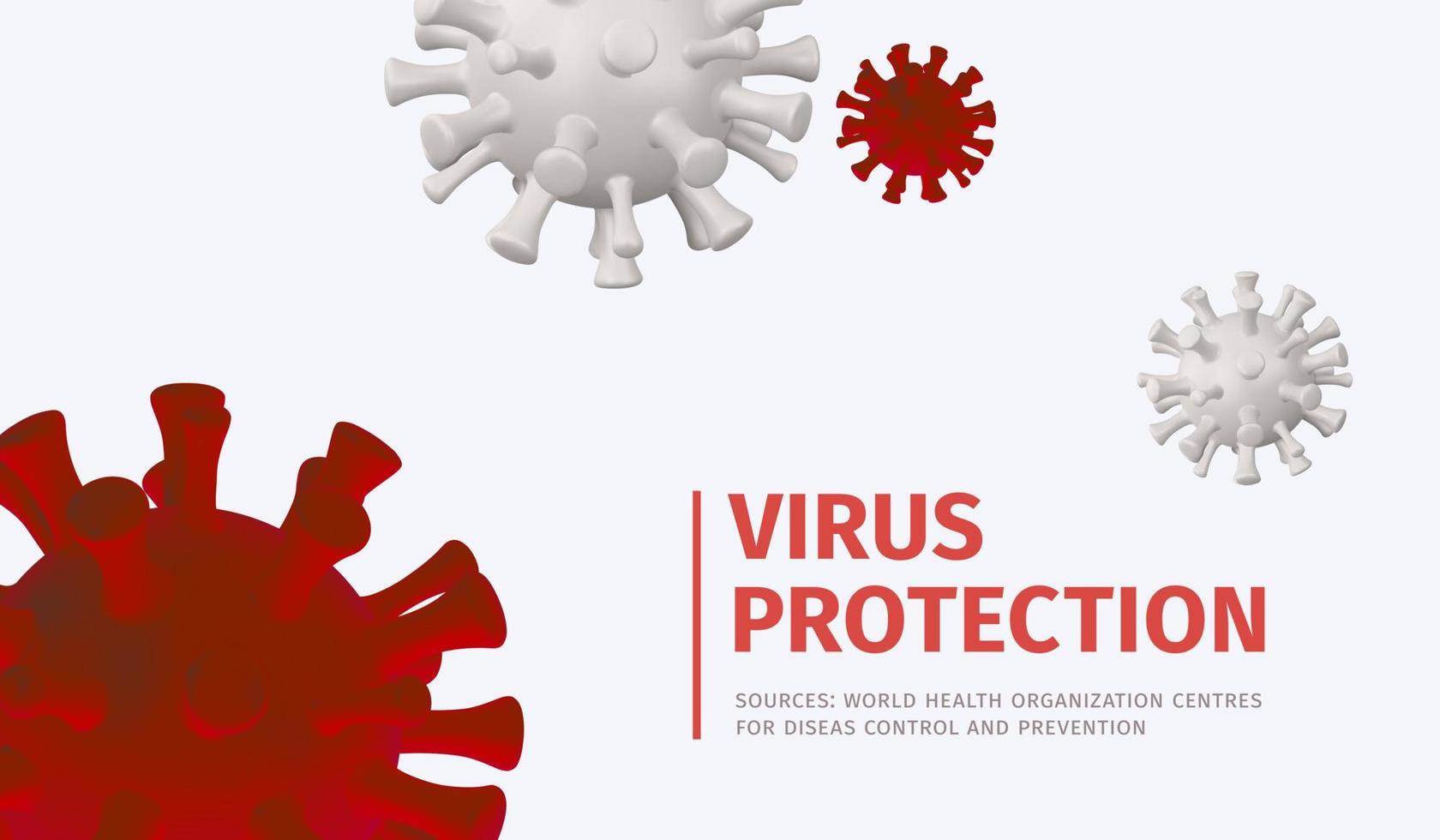 3d Virus Protection Ads Banner Concept Poster Card. Vector