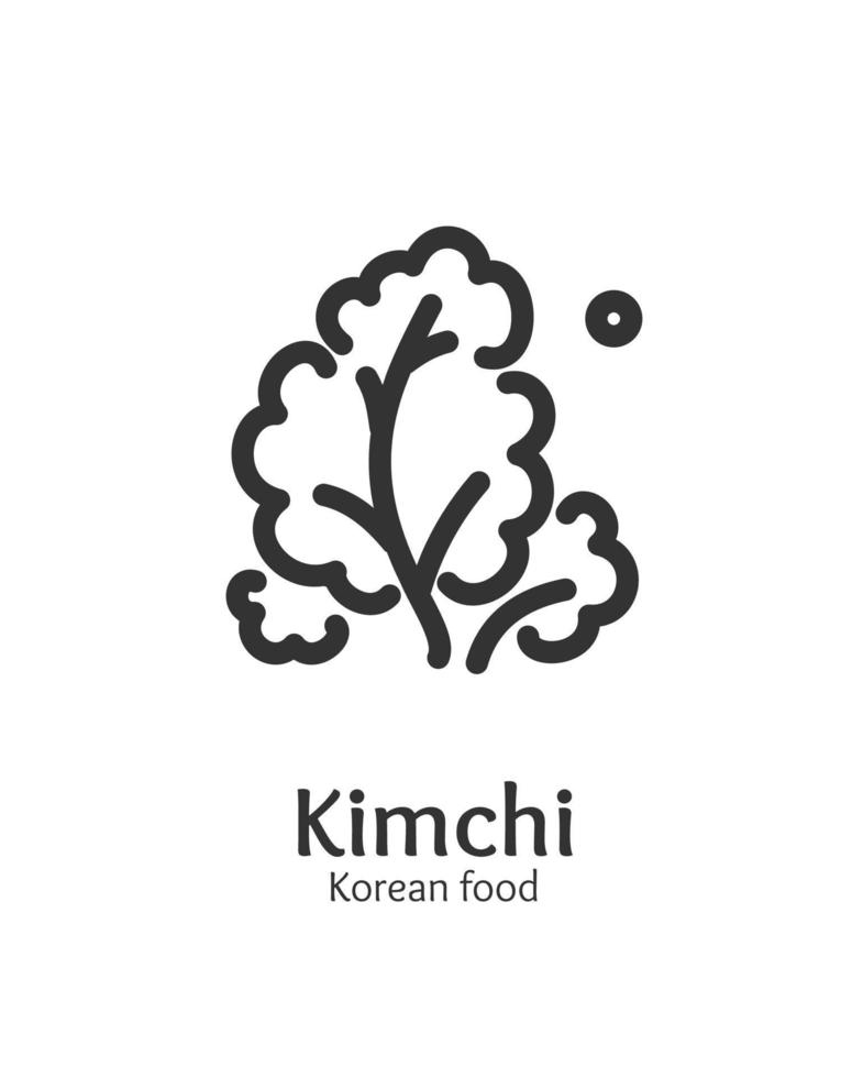 Korean Food Kimchi Sign Thin Line Icon Emblem Concept. Vector