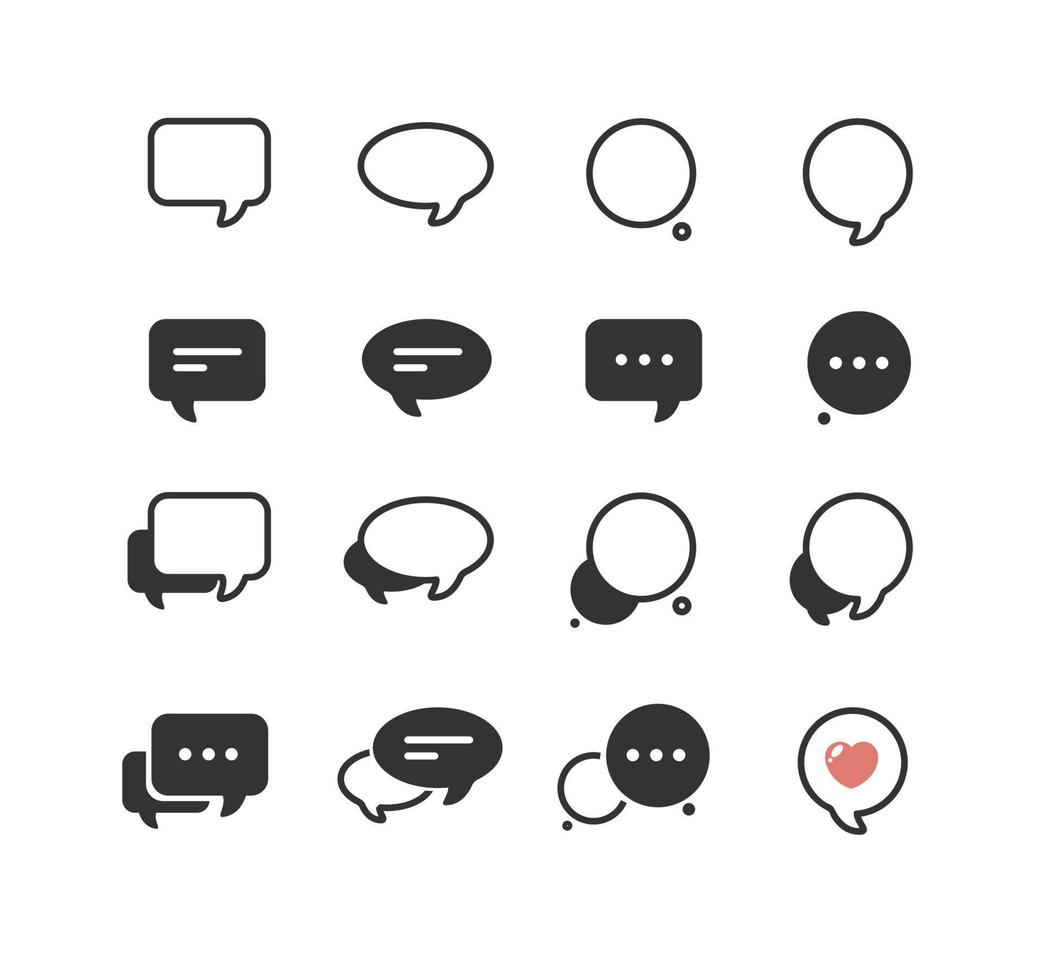 Speech Bubble Sign Thin Line Icon Set. Vector