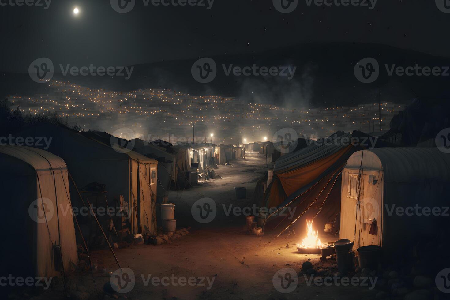 carpas en libanés montañas para el Vagabundo refugiados y beduinos neural red ai generado foto