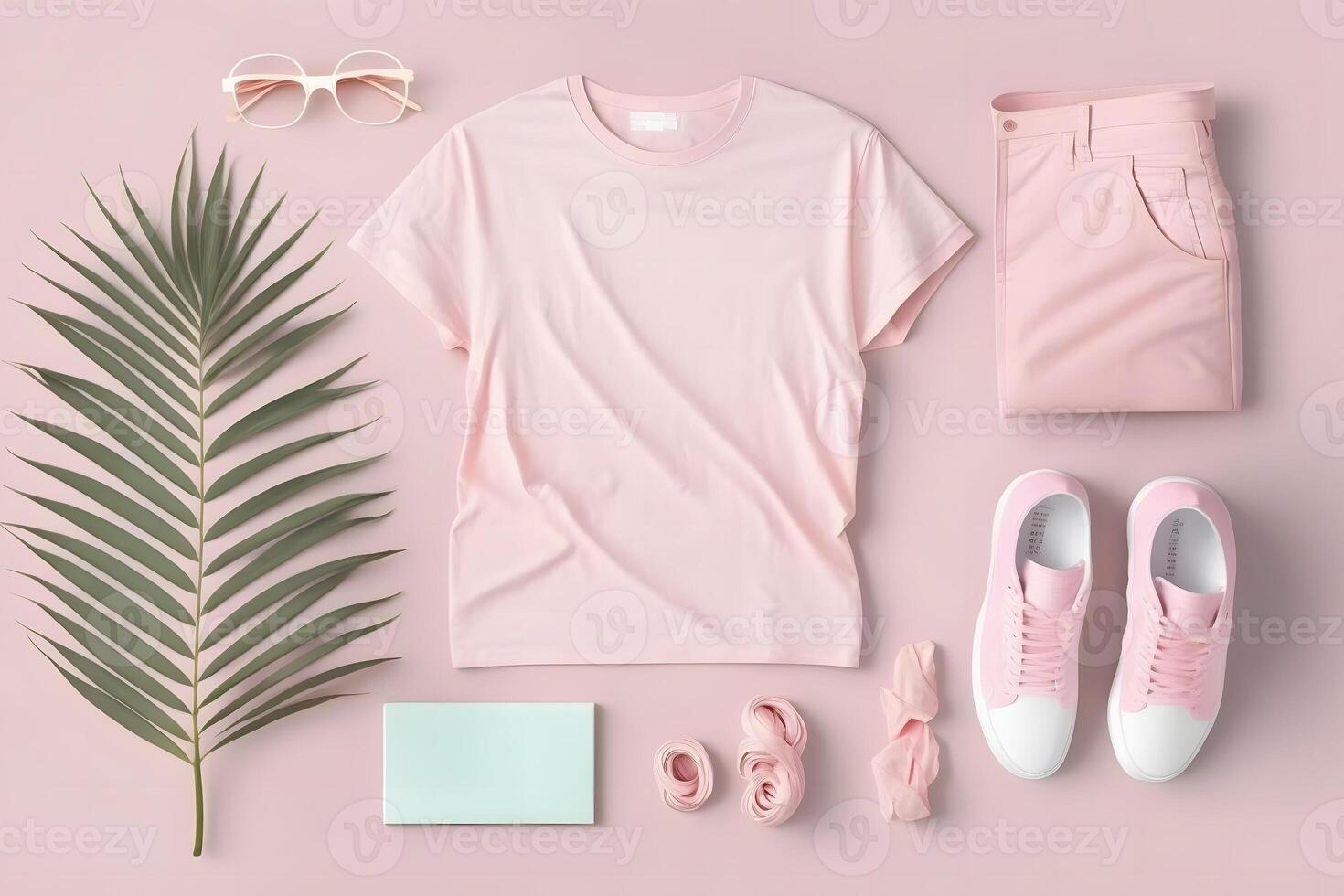 Cute pink t-shirt mockup. Neural network photo