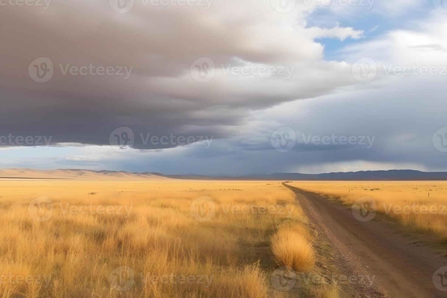 Panorama of the road through the canyon desert. Red rock canyon desert road. Neural network photo