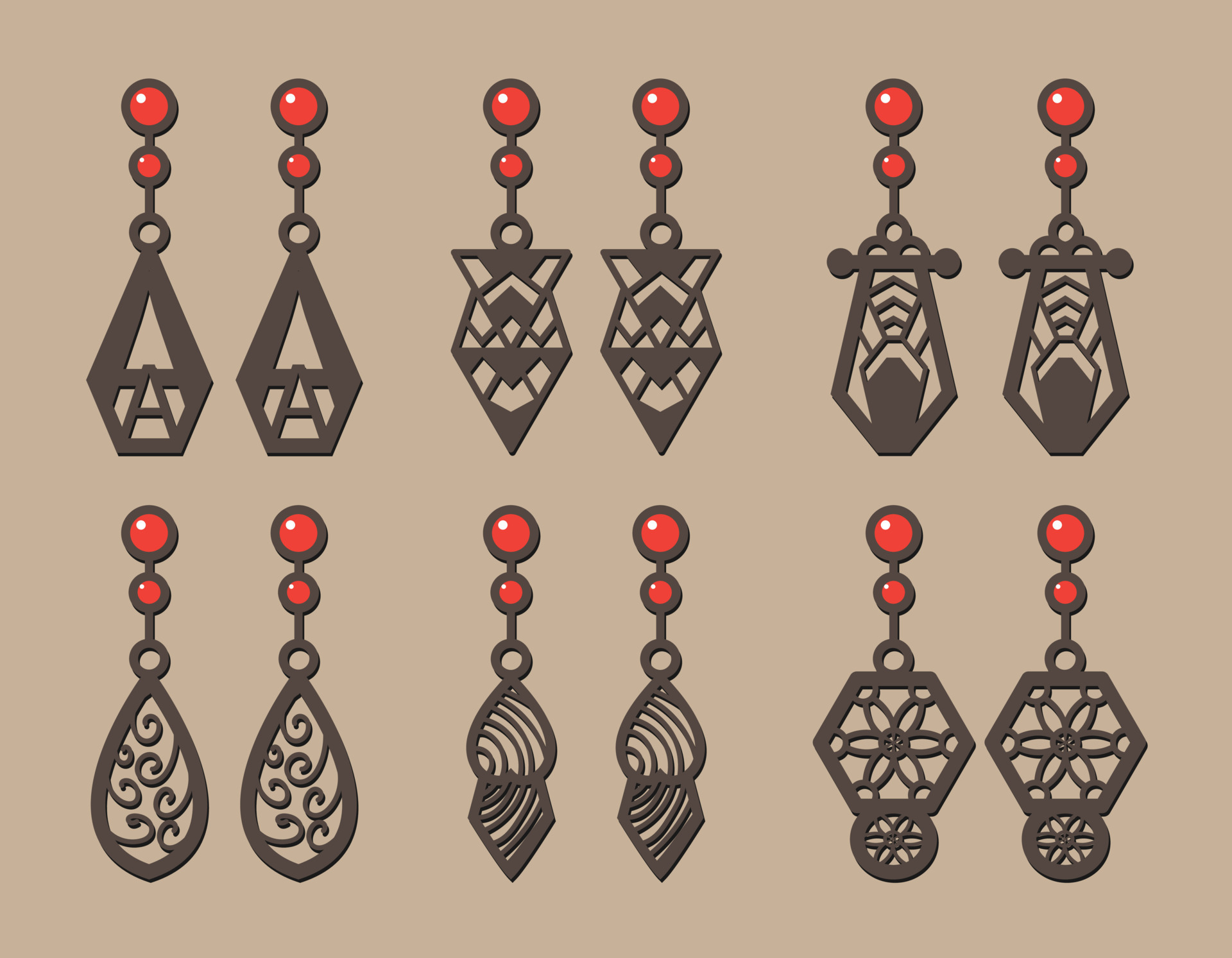 Decorative Earrings Laser Cut design, 23137724 Vector Art at Vecteezy