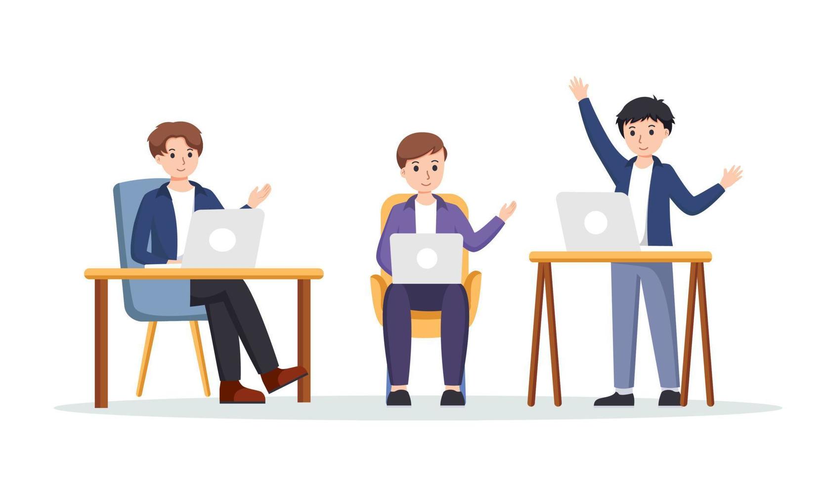 co-working space or remotely at home vector illustration