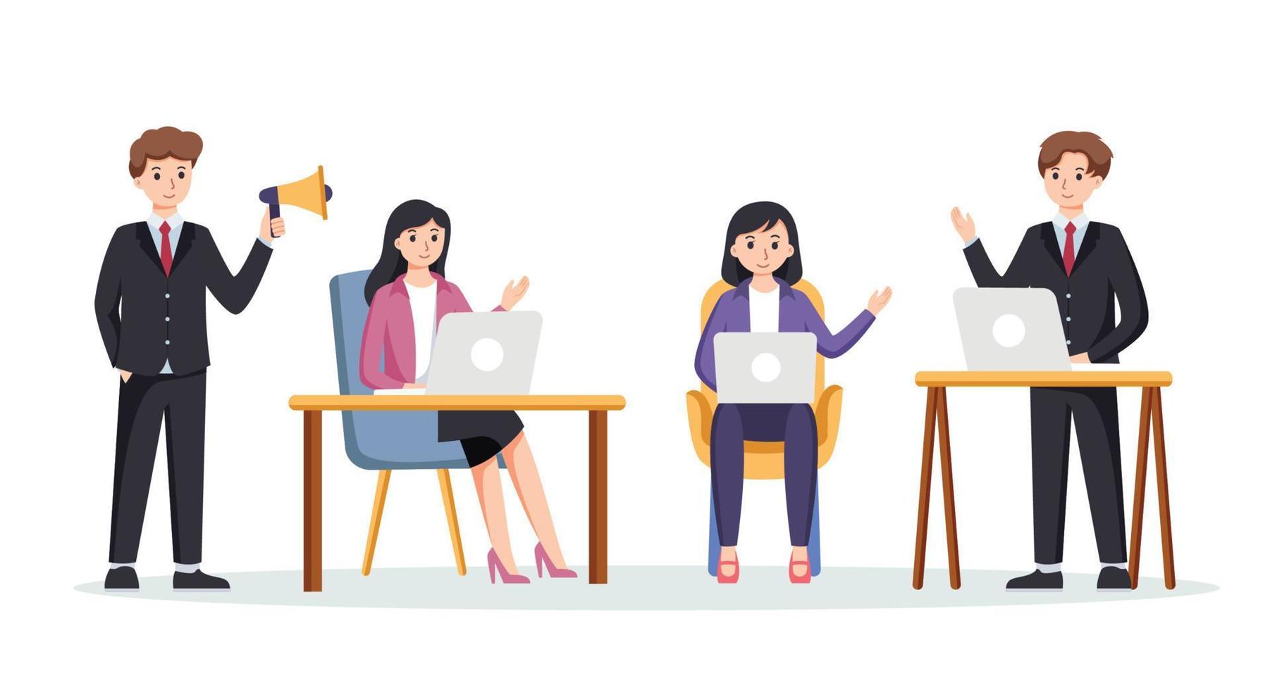 co-working space or remotely at home vector illustration
