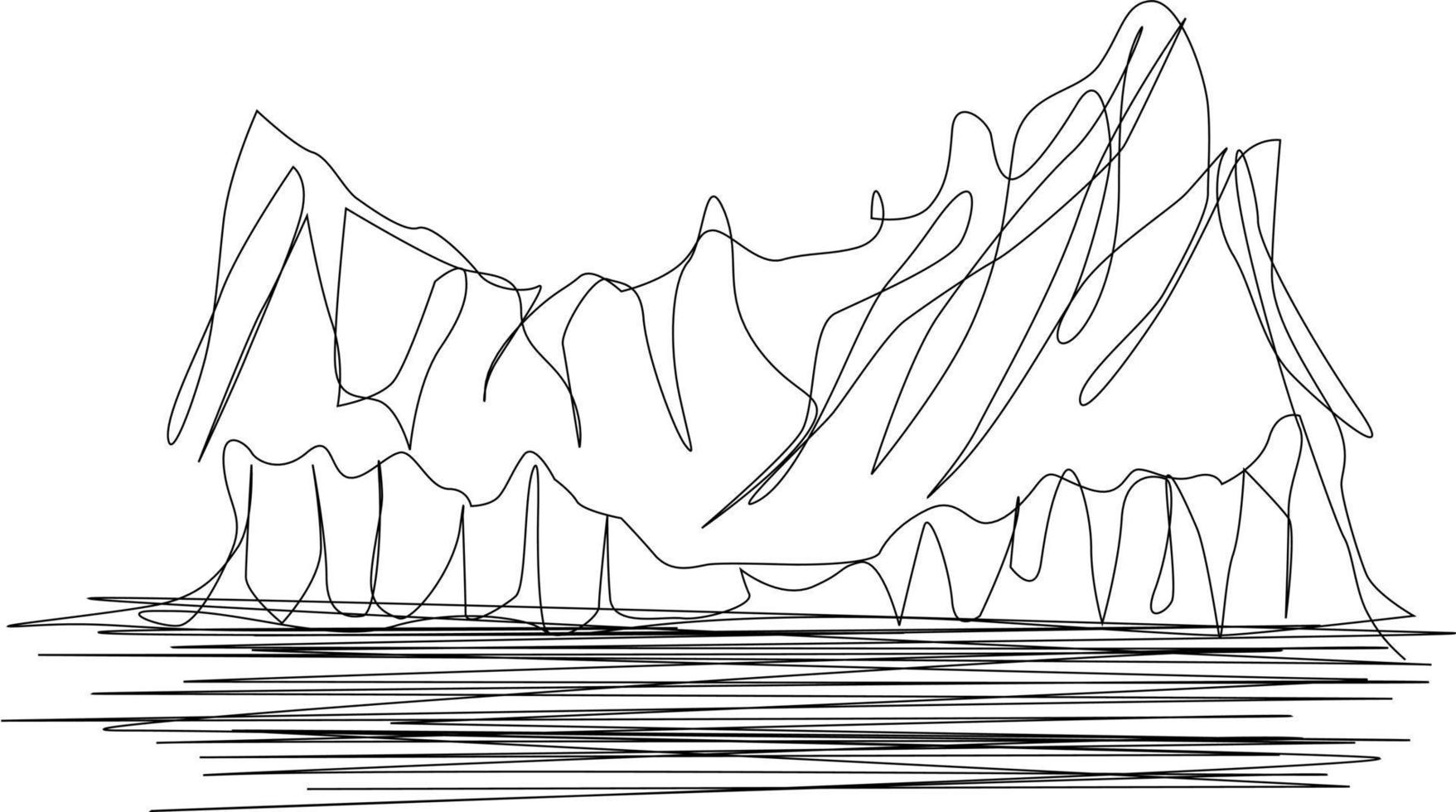 One-line art. One continues line art. beach in the morning vector