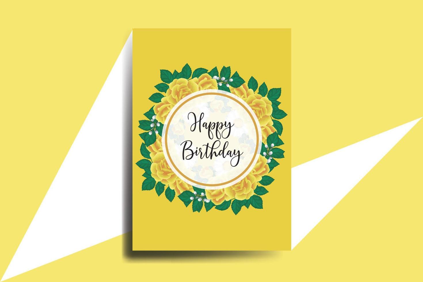 Greeting card birthday card Digital watercolor hand drawn Yellow Rose Flower Design Template vector