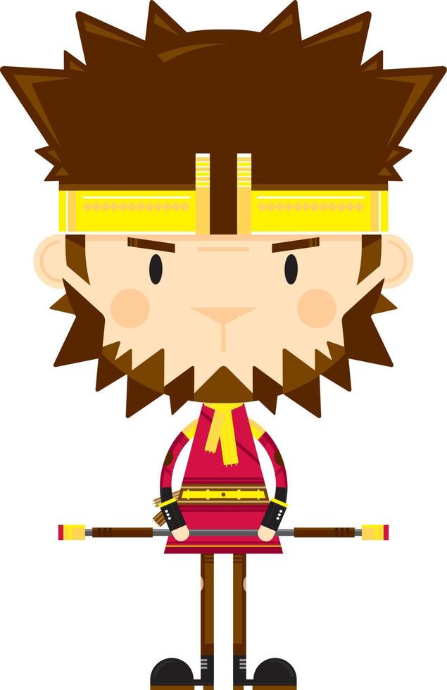 Cute Cartoon Monkey King Chinese Mythical Legend Illustration vector