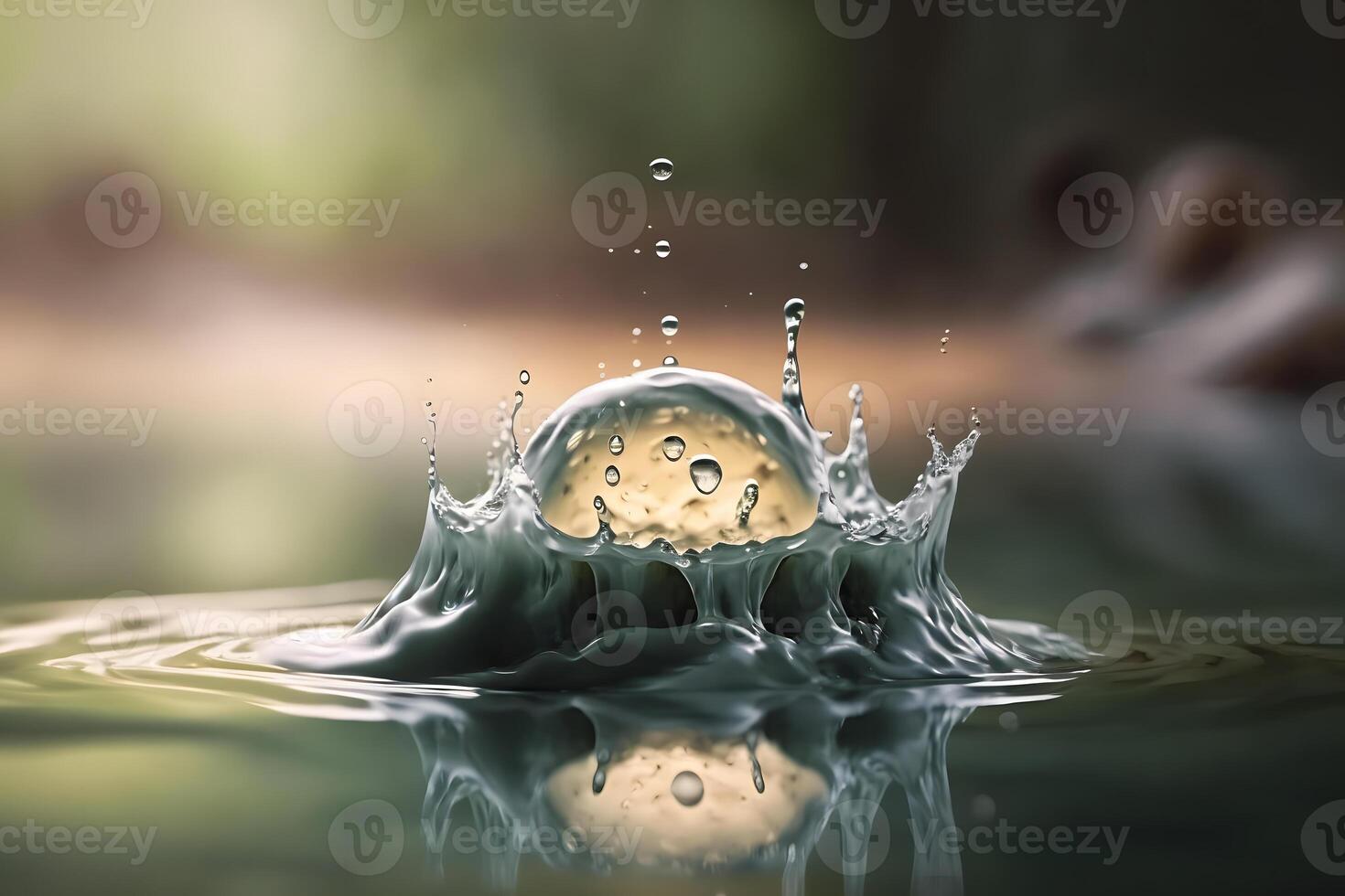 Water splash. Falling drop of rain. Neural network photo