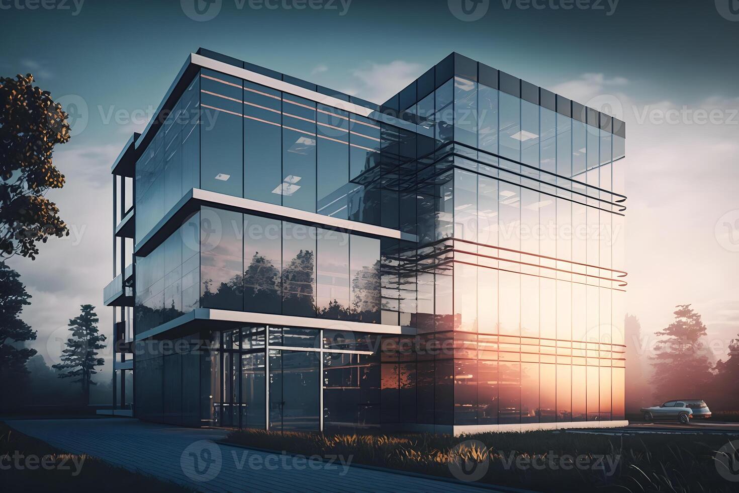 Modern office building, business center. Neural network photo