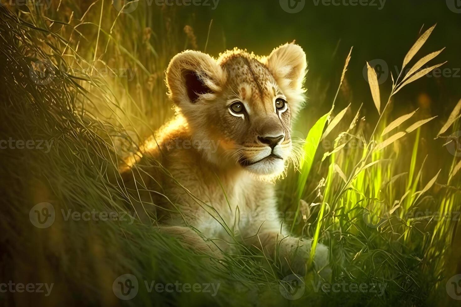 cute little lion cub. Neural network photo